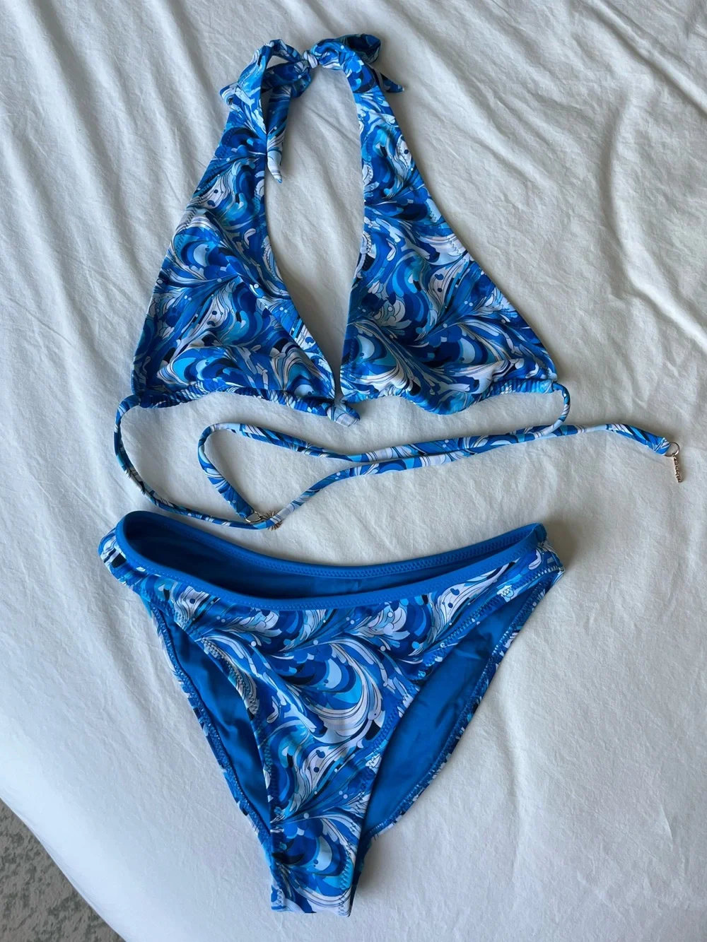 NWOT Blackbough Blue Swirl Two-Piece Halter Bikini